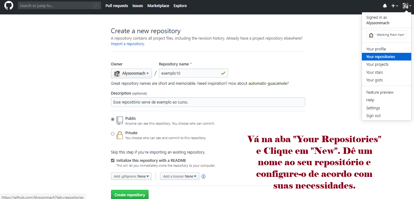 Crie o seu repositório