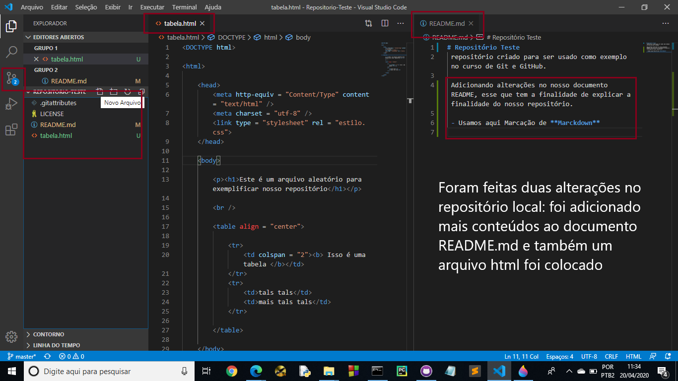 editando arquivos e adicionando novos pelo Visual Studio Code